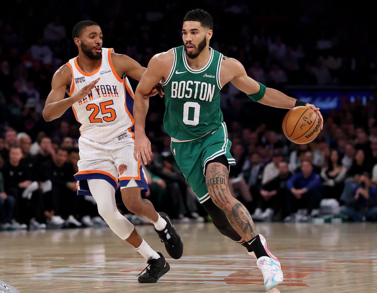 Tatum shines as Celtics show championship mettle in New York